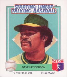 1988 Parker Bros. Starting Lineup Talking Baseball Oakland Athletics #20 Dave Henderson Front