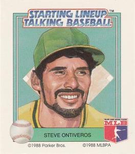1988 Parker Bros. Starting Lineup Talking Baseball Oakland Athletics #27 Steve Ontiveros Front