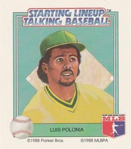 1988 Parker Bros. Starting Lineup Talking Baseball Oakland Athletics #22 Luis Polonia Front