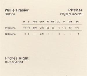 1988 Parker Bros. Starting Lineup Talking Baseball California Angels #26 Willie Fraser Back