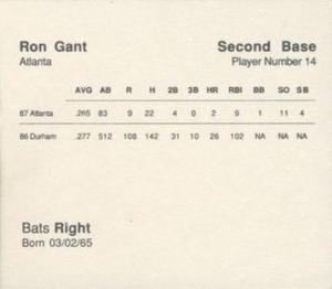 1988 Parker Bros. Starting Lineup Talking Baseball Atlanta Braves #14 Ron Gant Back