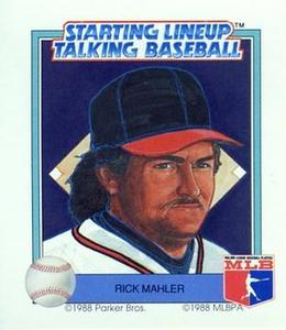 1988 Parker Bros. Starting Lineup Talking Baseball Atlanta Braves #26 Rick Mahler Front