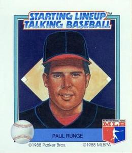 1988 Parker Bros. Starting Lineup Talking Baseball Atlanta Braves #19 Paul Runge Front
