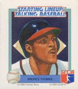 1988 Parker Bros. Starting Lineup Talking Baseball Atlanta Braves #12 Andres Thomas Front