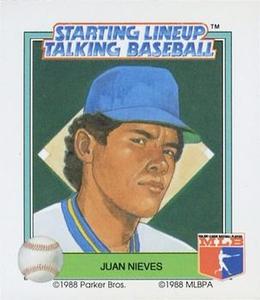 1988 Parker Bros. Starting Lineup Talking Baseball Milwaukee Brewers #28 Juan Nieves Front