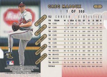 1997 Donruss - Press Proofs Gold #7 Greg Maddux Back