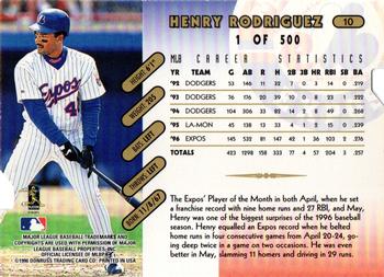 1997 Donruss - Press Proofs Gold #10 Henry Rodriguez Back