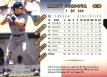 1997 Donruss - Press Proofs Gold #68 Marty Cordova Back