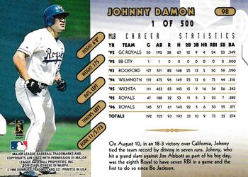 1997 Donruss - Press Proofs Gold #98 Johnny Damon Back