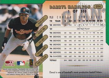 1997 Donruss - Press Proofs Gold #294 Darryl Hamilton Back