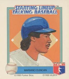 1988 Parker Bros. Starting Lineup Talking Baseball Los Angeles Dodgers #17 Mariano Duncan Front
