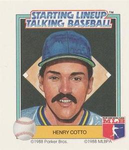 1988 Parker Bros. Starting Lineup Talking Baseball Seattle Mariners #18 Henry Cotto Front