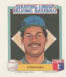 1988 Parker Bros. Starting Lineup Talking Baseball Seattle Mariners #28 Edwin Nunez Front