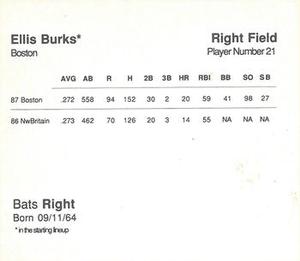1988 Parker Bros. Starting Lineup Talking Baseball Boston Red Sox #21 Ellis Burks Back