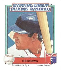 1988 Parker Bros. Starting Lineup Talking Baseball Boston Red Sox #11 Rich Gedman Front