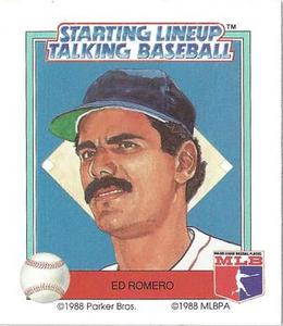 1988 Parker Bros. Starting Lineup Talking Baseball Boston Red Sox #20 Ed Romero Front