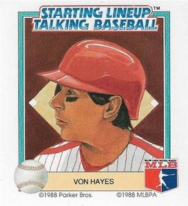 1988 Parker Bros. Starting Lineup Talking Baseball Philadelphia Phillies #13 Von Hayes Front