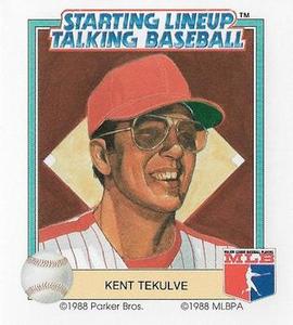 1988 Parker Bros. Starting Lineup Talking Baseball Philadelphia Phillies #29 Kent Tekulve Front