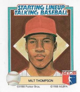 1988 Parker Bros. Starting Lineup Talking Baseball Philadelphia Phillies #19 Milt Thompson Front