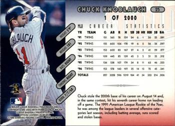 1997 Donruss - Press Proofs Silver #25 Chuck Knoblauch Back