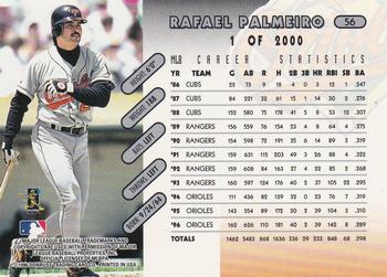 1997 Donruss - Press Proofs Silver #56 Rafael Palmeiro Back