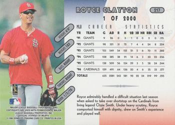 1997 Donruss - Press Proofs Silver #217 Royce Clayton Back