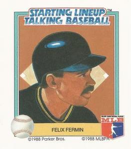 1988 Parker Bros. Starting Lineup Talking Baseball Pittsburgh Pirates #18 Felix Fermin Front