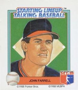 1988 Parker Bros. Starting Lineup Talking Baseball Cleveland Indians #27 John Farrell Front