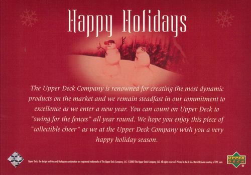 2002 Upper Deck Holiday Season Mark McGwire #NNO Mark McGwire Back