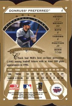 1997 Donruss Preferred - Cut to the Chase #4 Chuck Knoblauch Back
