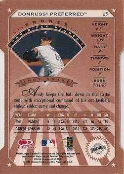 1997 Donruss Preferred - Cut to the Chase #25 Andy Ashby Back