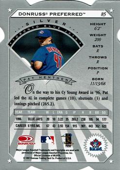 1997 Donruss Preferred - Cut to the Chase #85 Pat Hentgen Back