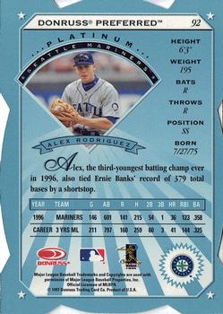 1997 Donruss Preferred - Cut to the Chase #92 Alex Rodriguez Back
