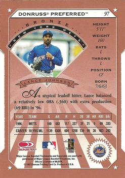 1997 Donruss Preferred - Cut to the Chase #97 Lance Johnson Back