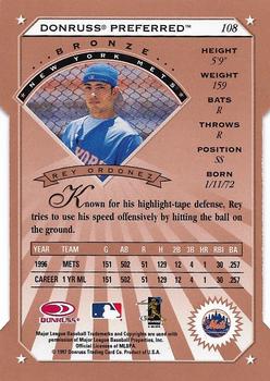 1997 Donruss Preferred - Cut to the Chase #108 Rey Ordonez Back