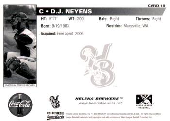 2006 Choice Helena Brewers #19 D.J. Neyens Back