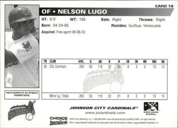 2006 Choice Johnson City Cardinals #18 Nelson Lugo Back