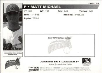 2006 Choice Johnson City Cardinals #20 Matt Michael Back