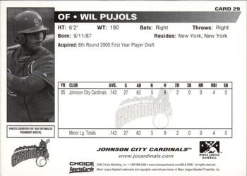 2006 Choice Johnson City Cardinals #29 Wil Pujols Back