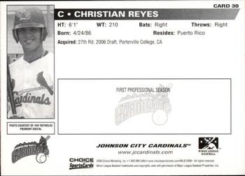 2006 Choice Johnson City Cardinals #30 Christian Reyes Back