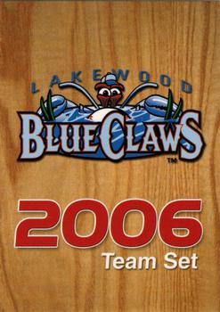 2006 Choice Lakewood BlueClaws #NNO Cover Card Front