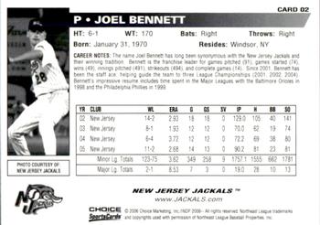 2006 Choice New Jersey Jackals #2 Joel Bennett Back