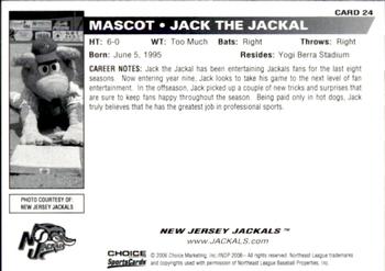 2006 Choice New Jersey Jackals #24 Jack the Jackal Back
