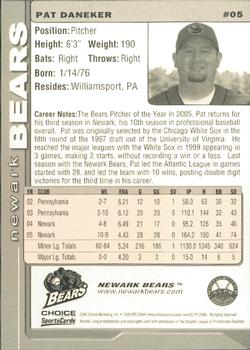 2006 Choice Newark Bears #5 Pat Daneker Back