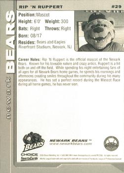 2006 Choice Newark Bears #29 Rip 'N Ruppert Back