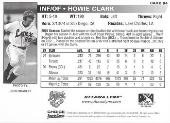 2006 Choice Ottawa Lynx #4 Howie Clark Back