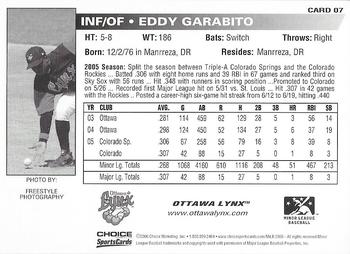 2006 Choice Ottawa Lynx #7 Eddy Garabito Back