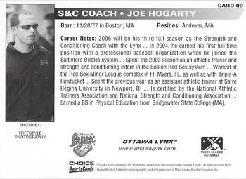 2006 Choice Ottawa Lynx #9 Joe Hogarty Back