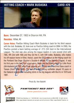 2006 Choice Pawtucket Red Sox #29 Mark Budaska Back