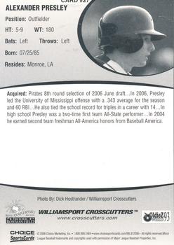 2006 Choice Williamsport Crosscutters #27 Alexander Presley Back